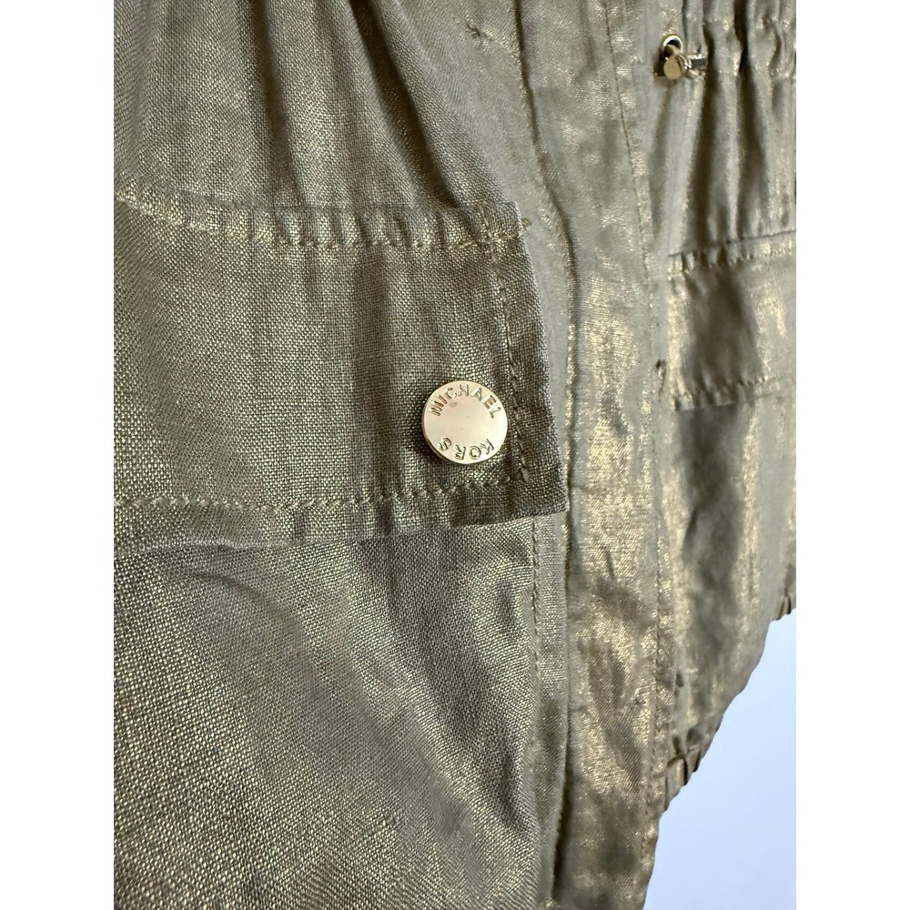 Michael Kors Metallic Olive Green Utility Jacket-size 1X - Picture 3 of 12